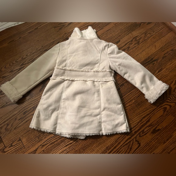 Gymboree girl mountain cabin Ivory Faux Suede Shearling Coat jacket - Picture 2 of 6